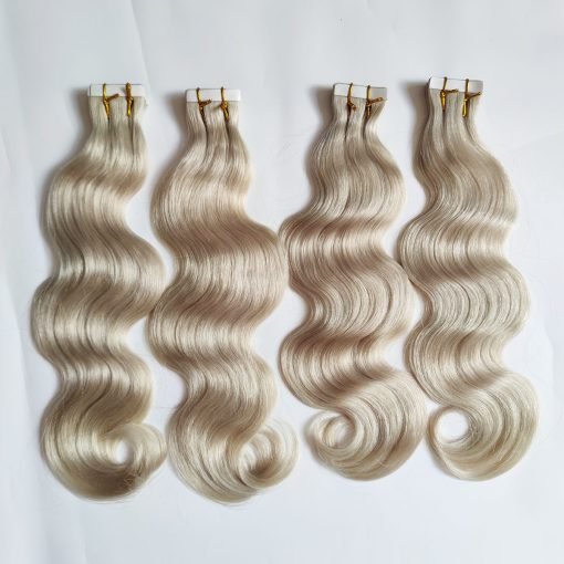 Virgin human hair body wave tape in extensions