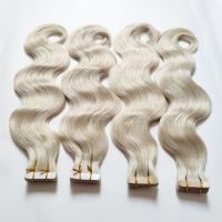 Virgin human hair body wave tape in extensions